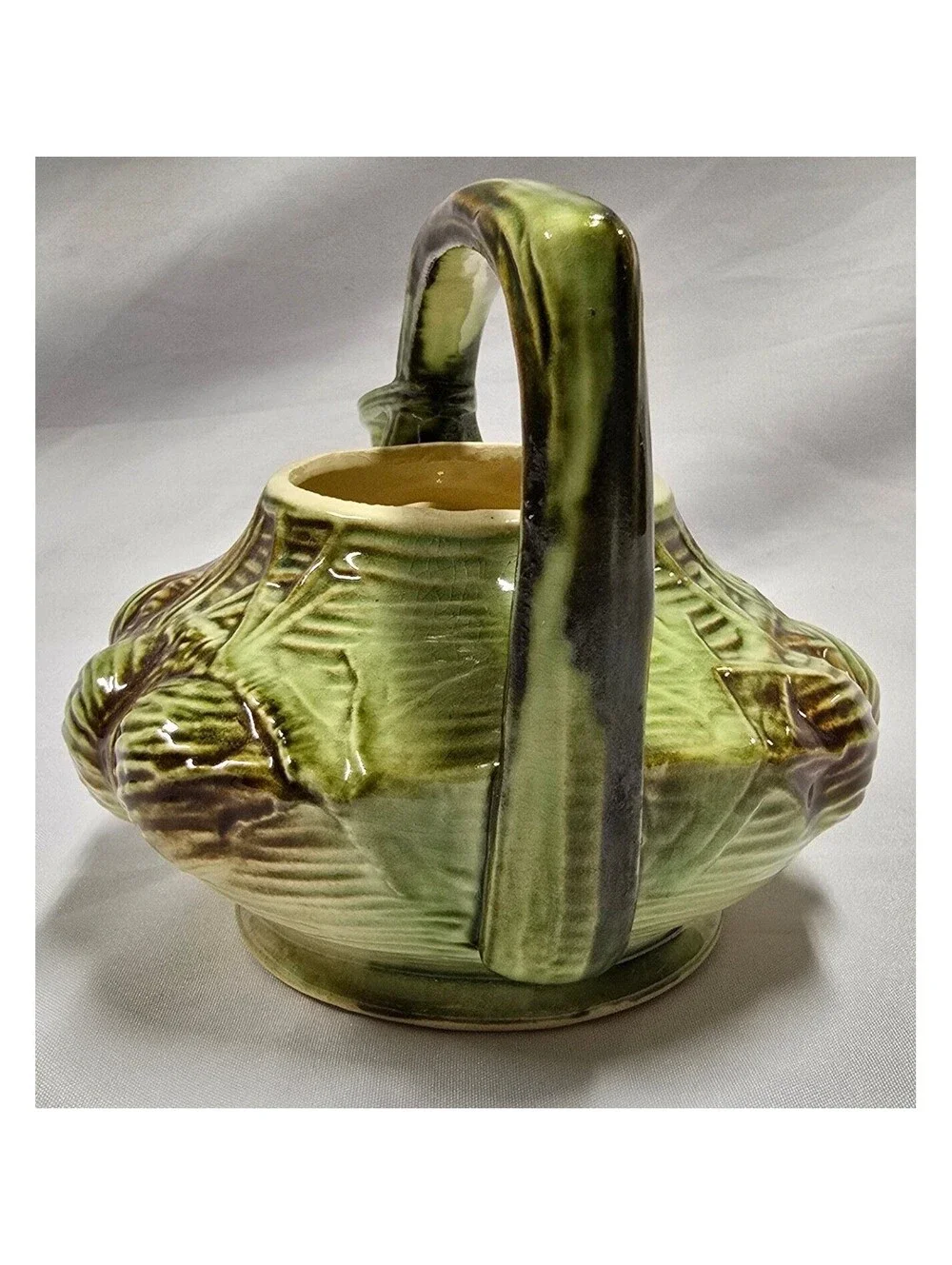 McCoy Pottery Pine Cone Tea Set: Teapot, Creamer, and Sugar Bowl Ex, Condition